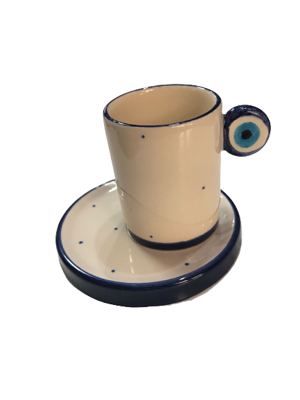 Octagon Kahve Fincanı Nazar Boncuğu El Yapımı