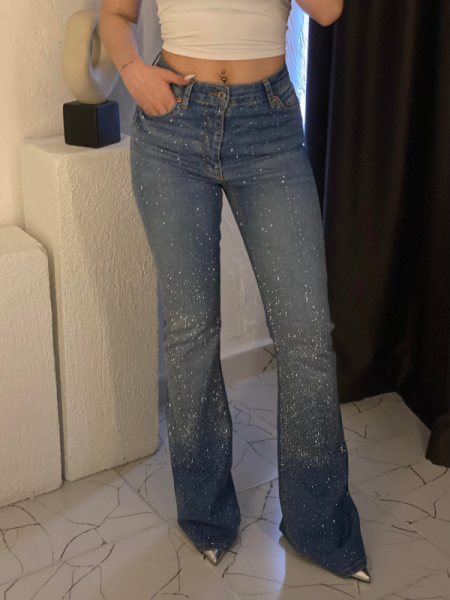 Octagon Jeans Taşlı İspanyol Paça Mavi