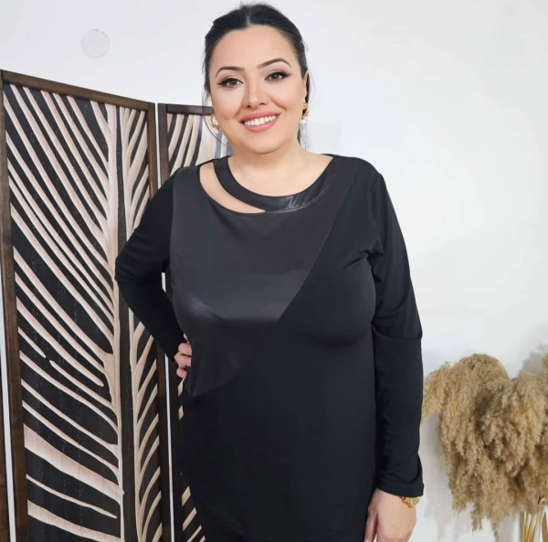 Bluz Likralı Sandy Kumaş Siyah