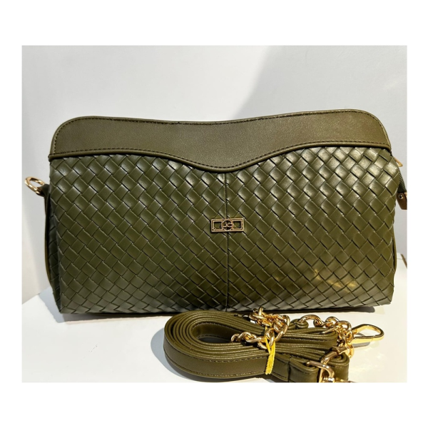 Hasır Desenli Deri Çanta