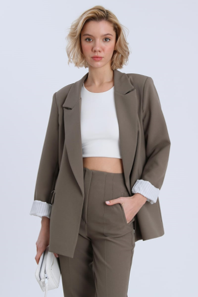 Ceket kolu katlamalı Kahve