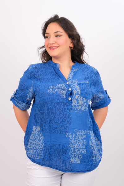 YAZI DESENLİ İTALYAN PAMUKLU GÖMLEK 